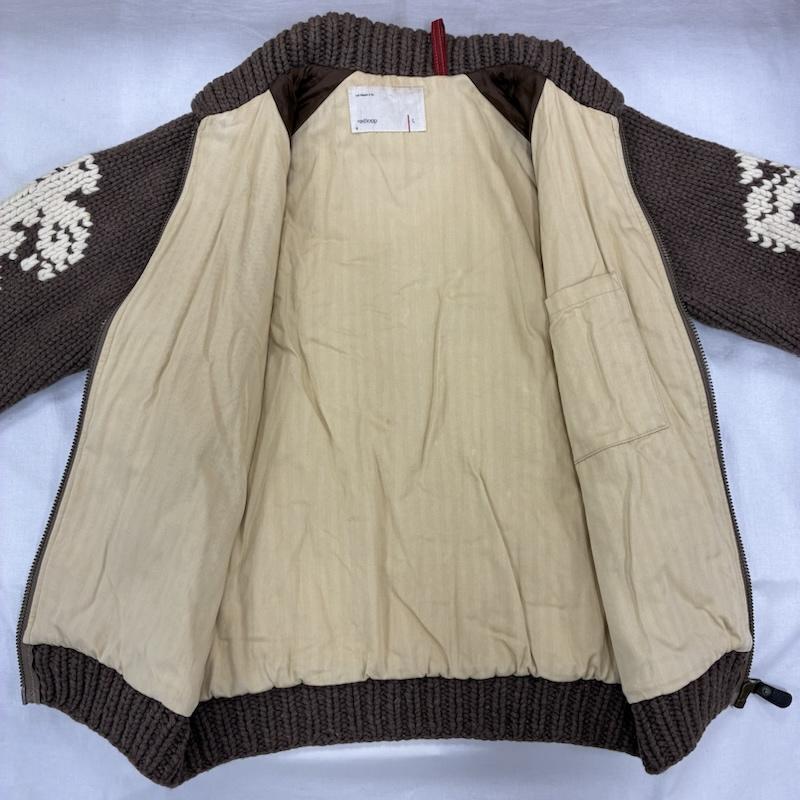リーバイスレッドループ Levi s red roop ジャケット、上着 ジャンパー、ブルゾン 00 s オールド カウチン ニット 中綿 キルティング ジャケット 切替 ショールカラー ジップアップ ブルゾン L ストライプ 茶 / ブラウン / brown X ベージュ / ベージュ / beige メンズ USED 古着 中古 50140600