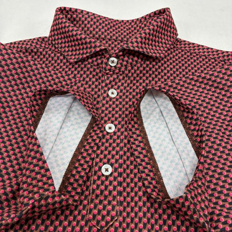 古着 USED ポロシャツ 半袖 JACK BUNNY ジャックバニー ゴルフ ウェア 総柄 ロゴ ワッペン 半袖 ポロシャツ 5 総柄 X ロゴ、文字 X 刺繍 桃 / ピンク / pink X 黒 / ブラック / black X 白 / ホワイト / white レディース USED 古着 中古 50140608