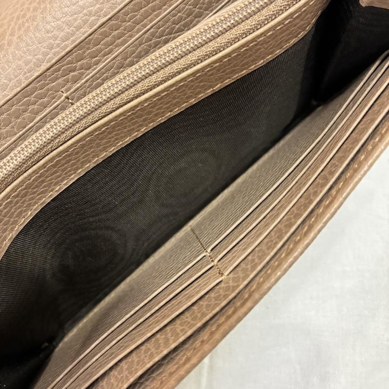 グッチ GUCCI 財布 長財布 GGマーモント レザー長財布 ピンクベージュ 456116 520981 - ロゴ、文字 桃 / ピンク / pink X ベージュ / ベージュ / beige レディース USED 古着 中古 50140821