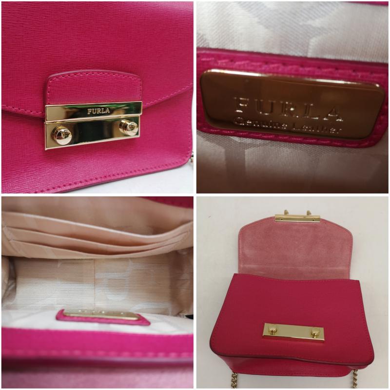 フルラ FURLA ショルダーバッグ ショルダーバッグ メトロポリス チェーン ショルダー レザー バッグ 桃 / ピンク / pink X 金 / ゴールド / gold color レディース USED 古着 中古 50141004