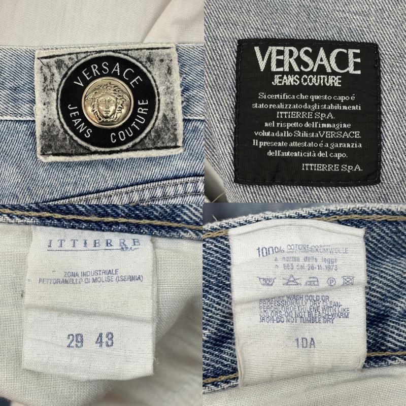 ヴェルサーチ VERSACE パンツ ショートパンツ ジーンズクチュール デニム ハーフ ショート パンツ ライトインディゴ 29インチ メンズ USED 古着 中古 50141613