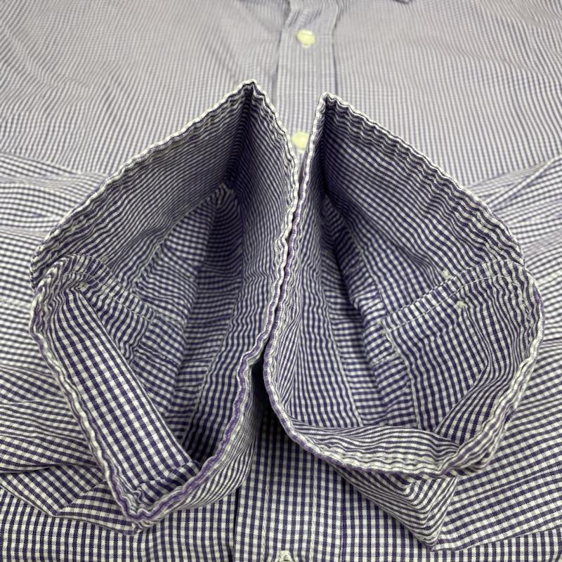 ポロ ジーンズ Polo Jeans Co. シャツ、ブラウス 長袖 90s 長袖 シャツ ブラウス Shirt ロングスリーブ ギンガムチェック 大きめ ビッグシルエット オーバーサイズ XXL チェック 白 / ホワイト / white X 紫 / パープル / purple メンズ USED 古着 中古 50141966
