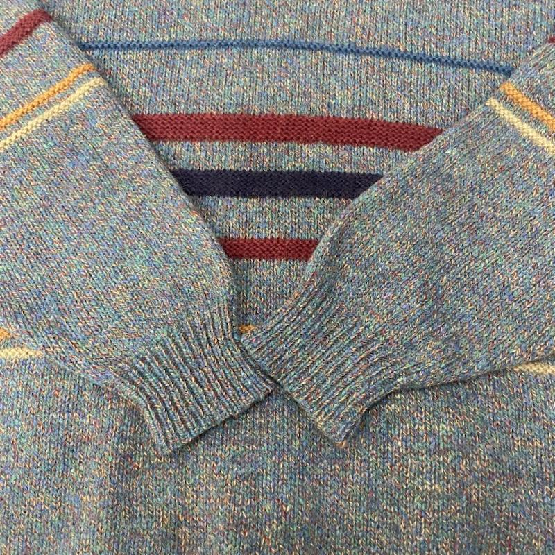 ペンドルトン PENDLETON ニット、セーター 長袖 50s Vintage マルチボーダーニット ミックスカラー ブルー系 グリーン系 L L ボーダー柄 青 / ブルー / blue X 緑 / グリーン / green メンズ USED 古着 中古 50142336