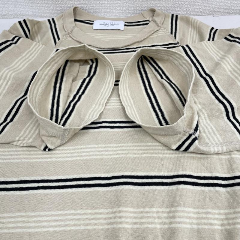 アンユーズド UNUSED Tシャツ 半袖 インサイドアウト ラグラン ボーダー 半袖 Tシャツ シャツ カットソー 切り替えし 2 ボーダー柄 ベージュ / ベージュ / beige メンズ USED 古着 中古 50143562