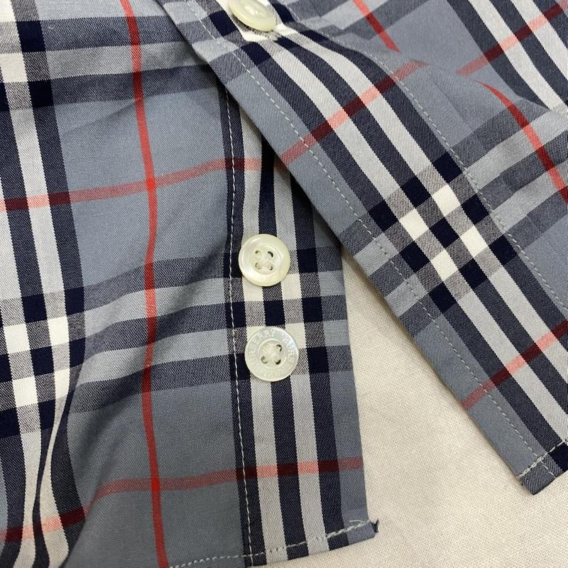 バーバリーロンドン Burberry London シャツ、ブラウス 長袖 ノバチェック 長袖シャツ 刺繍ロゴ blue CHOYA株式会社製 - チェック 青 / ブルー / blue メンズ USED 古着 中古 50144259