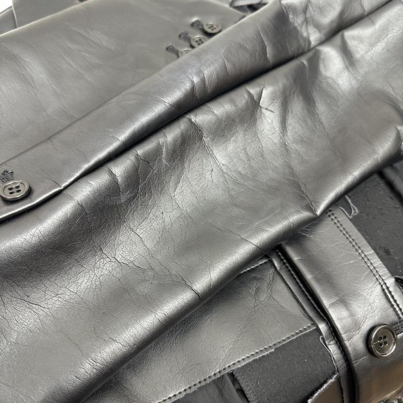 ブラックコムデギャルソン BLACK COMME des GARCONS ジャケット、上着 ジャケット、ブレザー 18SS 前身くり抜き デザイン フェイク レザー テーラード ジャケット 1A-J011 M 黒 / ブラック / black メンズ USED 古着 中古 50144311