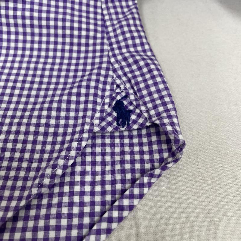 ポロバイラルフローレン Polo by RALPH LAUREN シャツ、ブラウス 長袖 長袖 シャツ ブラウス Shirt ロングスリーブ ギンガムチェック 裾ポニーロゴ 刺繍 ワンポイント サイズ14 1/2 37 - チェック X ロゴ、文字 X ワンポイント X 刺繍 白 / ホワイト / white X 紫 / パープル / purple メンズ USED 古着 中古 50144389