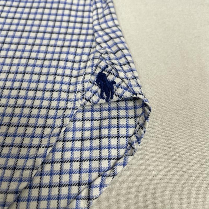ラルフローレン RALPHLAUREN シャツ、ブラウス 長袖 長袖 ボタンダウン シャツ ブラウス チェック柄 裾ポニーロゴ ワンポイント 刺繍 サイズ15 1/2 - チェック X ロゴ、文字 X ワンポイント X 刺繍 青 / ブルー / blue X 白 / ホワイト / white メンズ USED 古着 中古 50144390