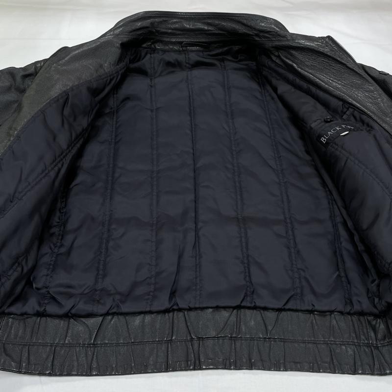 レザー レザー ジャケット、上着 レザージャケット BLACK PIA フェイク レイヤード レザー ボンバー ジャケット ブルゾン ヴィンテージ 羊革 M 無地 黒 / ブラック / black メンズ USED 古着 中古 50145008