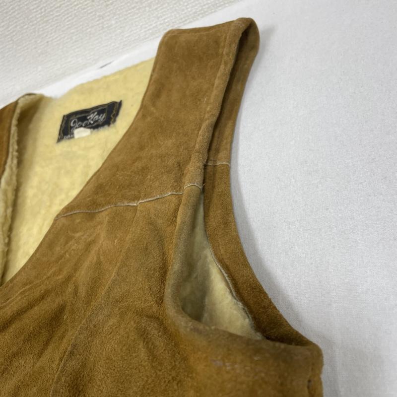 古着 USED ベスト ベスト 70s Joo-Kay ムートン ベスト ジレ 前開き スナップボタン スウェード 本革 サイズ18 - 無地 キャメル / キャメル / メンズ USED 古着 中古 50145168