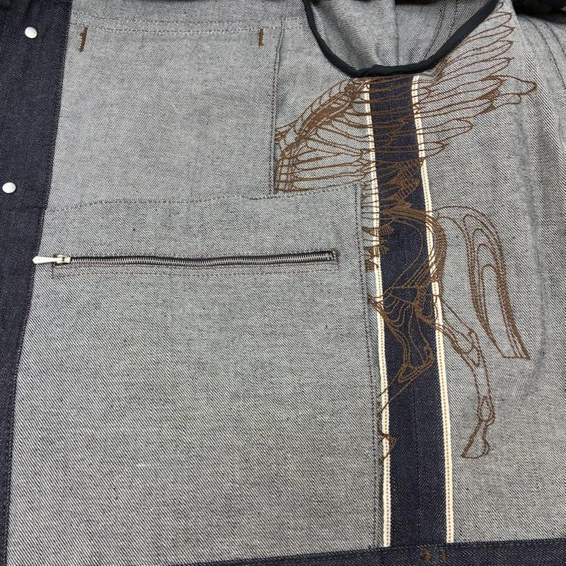 エルメス HERMES ジャケット、上着 ジャンパー、ブルゾン 23ss Icones au Carre Denim Jacket アイコン オ カレ デニム ジャケット イタリア製 50 ロゴ、文字 X 刺繍 インディゴ / インディゴ / Indigo メンズ USED 古着 中古 50145365