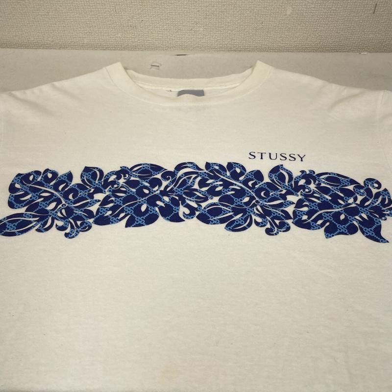 ステューシー STUSSY Tシャツ 半袖 90s 00s 銀タグ USA OLD 半袖 Tシャツ Shirt ハイビスカス ロゴ プリント M ロゴ、文字 X 花柄 X プリント 白 / ホワイト / white メンズ USED 古着 中古 50146131