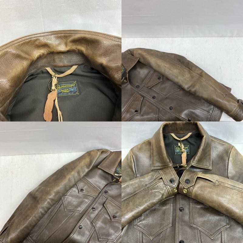 パーマネント PERMANENTE ジャケット、上着 レザージャケット Kickers キップ レザー ジャケット size32 - 茶 / ブラウン / brown メンズ USED 古着 中古 50146209