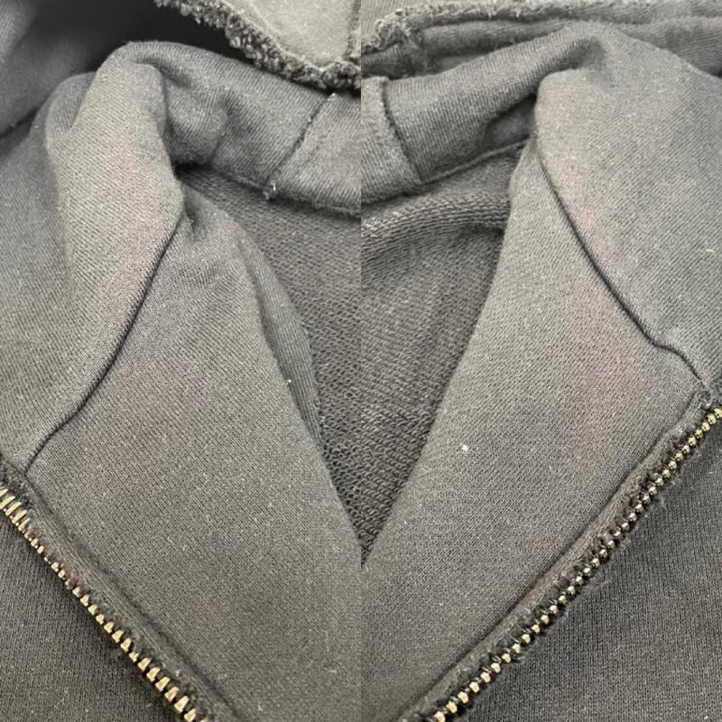 ダヴルジェイケイ wjk パーカー 長袖 2066 raglan parka heavy jersey ヘビージャージー スウェット パーカー ダメージ加工 ririジッパー M ダメージ加工 X 無地 黒 / ブラック / black メンズ USED 古着 中古 50146553