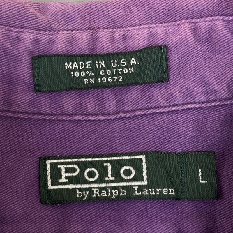 ポロバイラルフローレン Polo by RALPH LAUREN シャツ、ブラウス 長袖 80年代 ビンテージ USA製 緑タグ ボタンダウン シャツ 紫 パープル 80s L 紫 / パープル / purple メンズ USED 古着 中古 50146757
