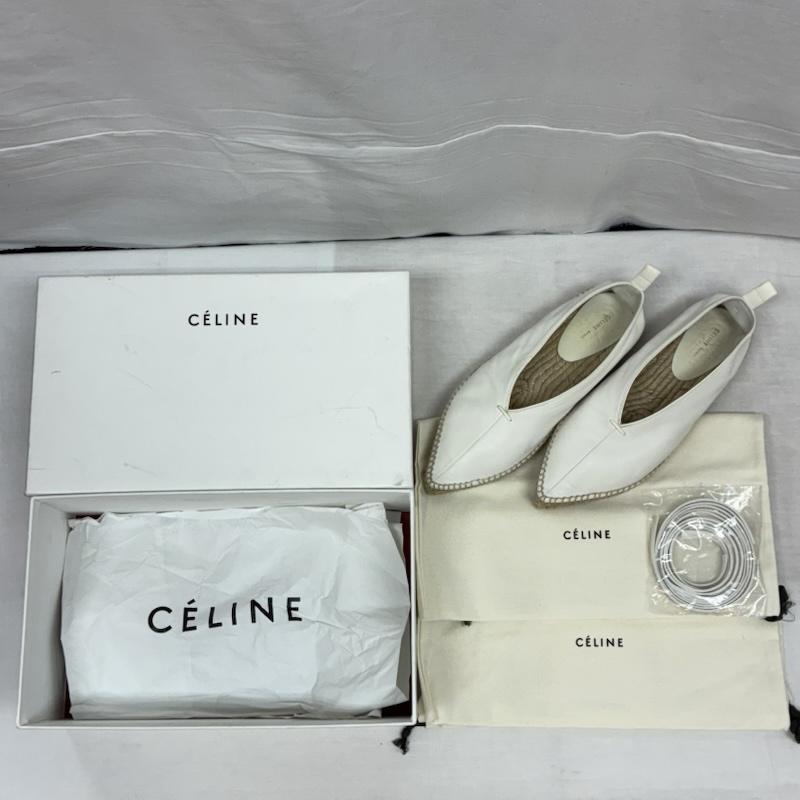 セリーヌ CELINE パンプス パンプス フィービー期 レザー エスパドリーユ ポインテッドトゥ パンプス レースアップ レザー 37 23.5cm レディース USED 古着 中古 50147812