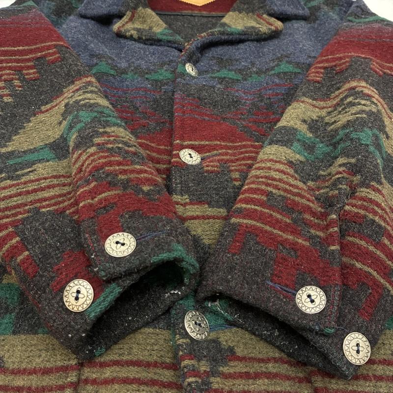 ウールリッチ WOOLRICH ジャケット、上着 ジャンパー、ブルゾン 90s USA製 ネイティブ ボーダー ウール ブランケット コート ジャケット M ネイティブ柄 X ボーダー柄 マルチカラー / マルチカラー / multicolor メンズ USED 古着 中古 50147815