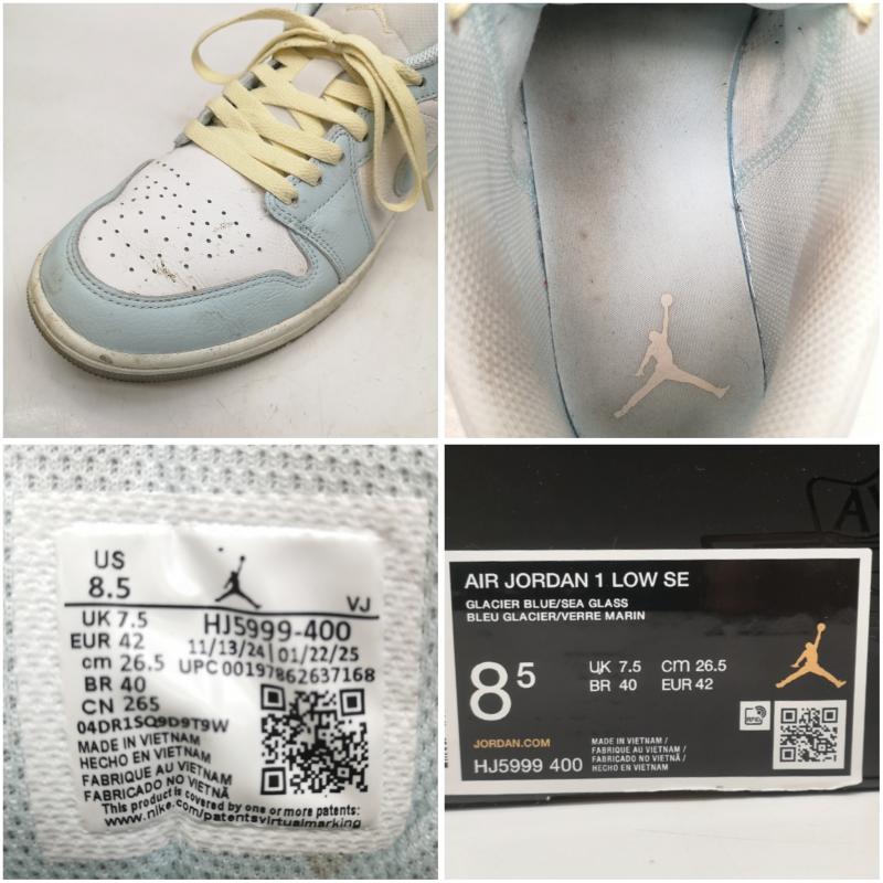 ナイキ NIKE スニーカー スニーカー AIR JORDAN 1 LOW SE GLACIER BLUE HJ5999-400 26.5cm 白 / ホワイト / white X 水色 / ライトブルー / メンズ USED 古着 中古 50147860