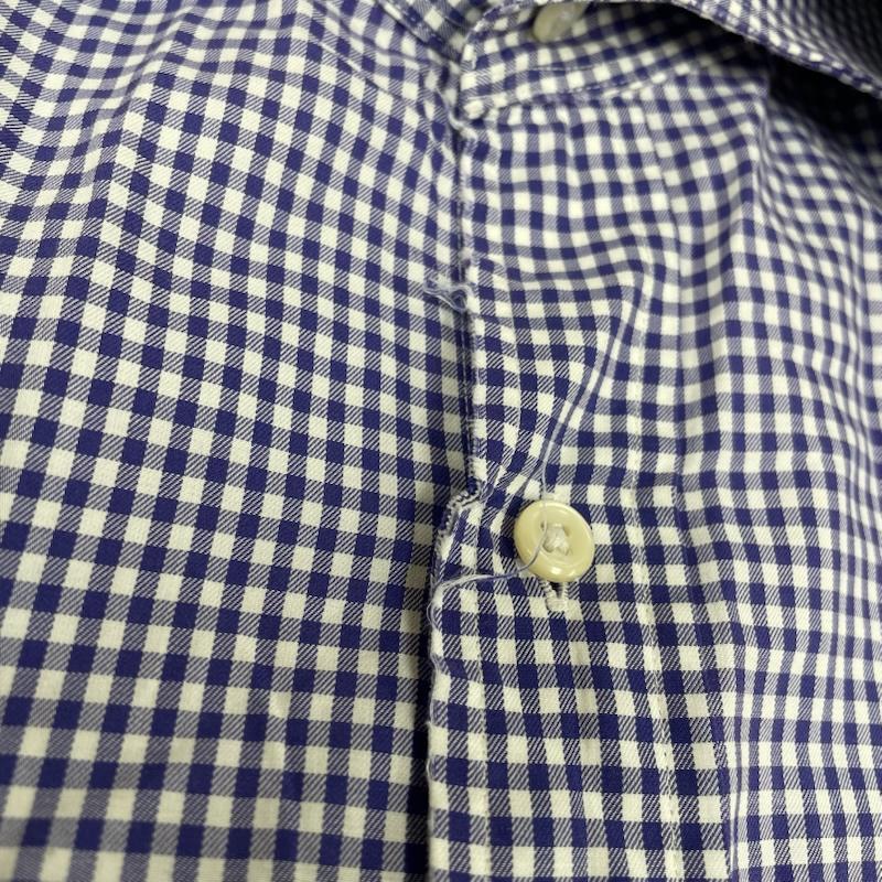 ポロラルフローレン POLO RALPH LAUREN シャツ、ブラウス 長袖 長袖 チェック シャツ ブラウス 裾ポニーロゴ 刺繍 ワンポイント サイズ16 - チェック X ロゴ、文字 X 刺繍 白 / ホワイト / white X 紫 / パープル / purple メンズ USED 古着 中古 50148315