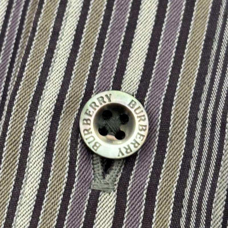 バーバリー BURBERRY シャツ、ブラウス 長袖 ストライプシャツ ワンポイント M 紫 / パープル / purple メンズ USED 古着 中古 50148489