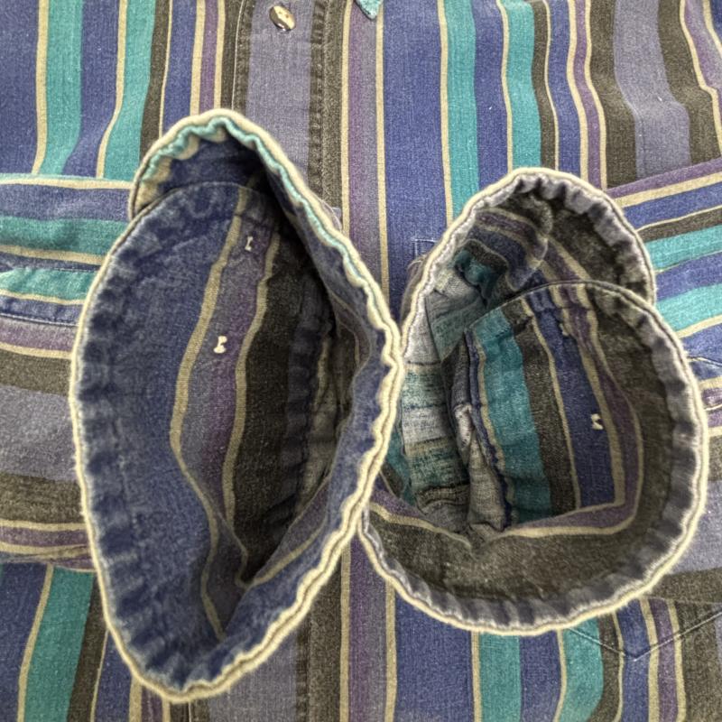 ウールリッチ WOOLRICH シャツ、ブラウス 長袖 ボタンダウンシャツ 80s 90s ストライプ M 青 / ブルー / blue X 紫 / パープル / purple メンズ USED 古着 中古 50148500