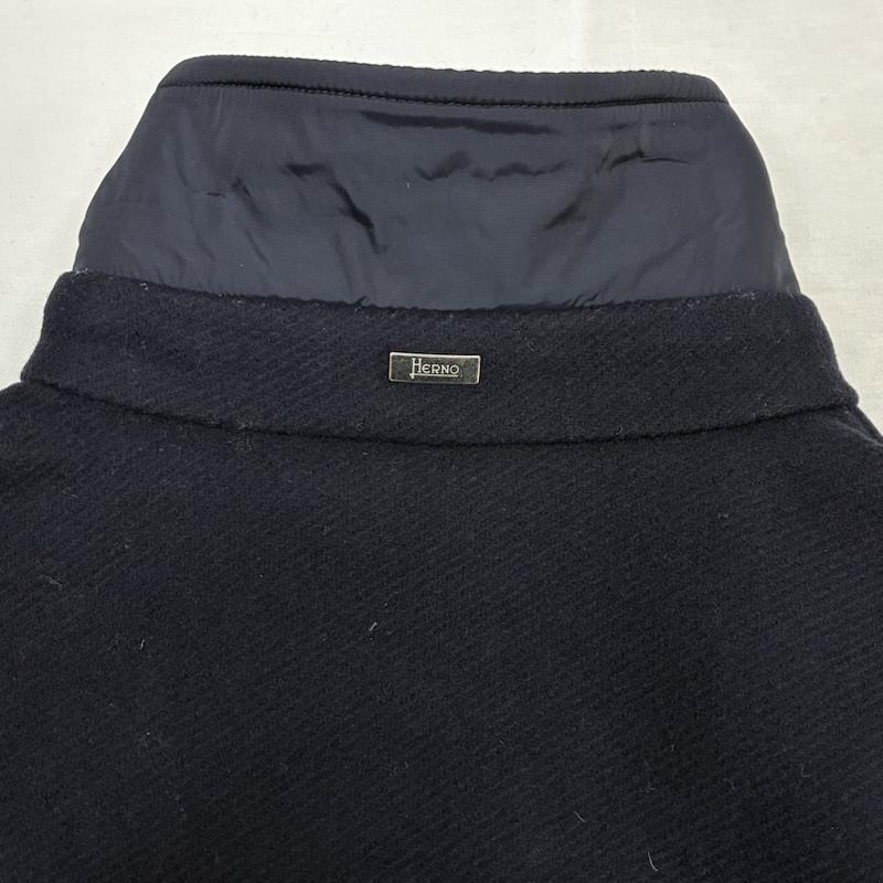 ヘルノ HERNO ジャケット、上着 ダウンジャケット ウール ナイロン コンビ 切替 ダウンジャケット 50 紺 / ネイビー / navy メンズ USED 古着 中古 50148794