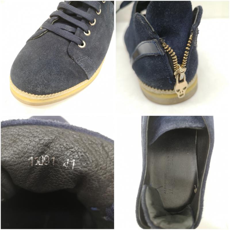 アレキサンダーマックイーン ALEXANDERMCQUEEN ブーツ 一般 スエード バックジップ サイド スカル レザー シューズ 41 26.0cm 紺 / ネイビー / navy メンズ USED 古着 中古 50148920