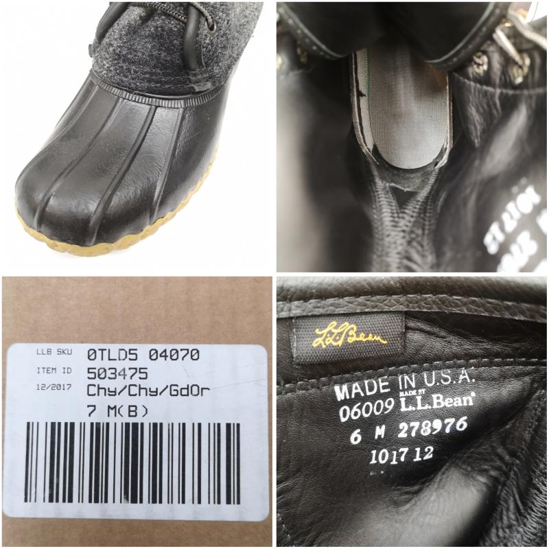 エルエルビーン L.L.Bean ブーツ 一般 ウール シグネチャー ビーン ブーツ 278976 USA製 US6 24.0cm 黒 / ブラック / black X 灰 / グレー / gray レディース USED 古着 中古 50148943