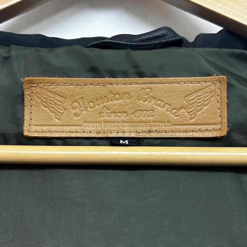 ヒューストン HOUSTON ベスト ベスト ダウンベスト レザー切替 M 無地 黒 / ブラック / black メンズ USED 古着 中古 50149247
