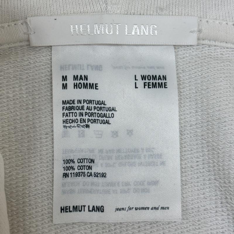 ヘルムートラング HELMUT LANG パーカー 長袖 サイドリブ プルオーバー フーディ パーカー ロゴ 刺繍 M 白 / ホワイト / white メンズ USED 古着 中古 50150055