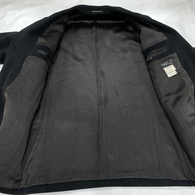 アニエス・ベー agnes b. ジャケット、上着 ジャケット、ブレザー homme オム ウール カシミヤ テーラード ジャケット 毛の中のラム コート フランス製 50 無地 黒 / ブラック / black メンズ USED 古着 中古 50150166