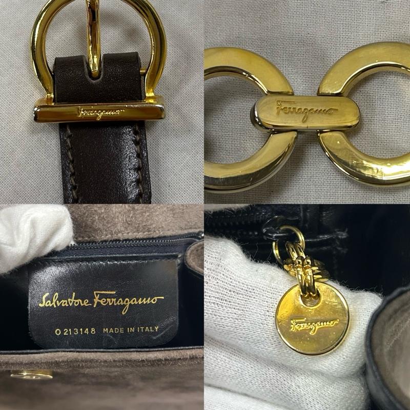 サルヴァトーレフェラガモ Salvatore Ferragamo ショルダーバッグ ショルダーバッグ スエードバッグ 斜め掛け クロスボディバッグ ガンチーニ イタリア製 ゴールド金具 - 無地 茶 / ブラウン / brown レディース USED 古着 中古 50150263