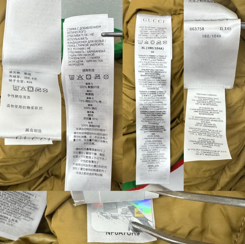 グッチ GUCCI ジャケット、上着 ダウンジャケット THE NORTH FACE マウンテンガイド ダウン ジャケット 663758 XLX45 XL 緑 / グリーン / green X 赤 / レッド / red メンズ USED 古着 中古 50150372