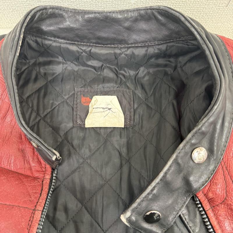 古着 USED ジャケット、上着 レザージャケット ビンテージ ライダース レザー ジャケット 本革 革ジャン バイカー 黒 / ブラック / black X 赤 / レッド / red メンズ USED 古着 中古 50150670