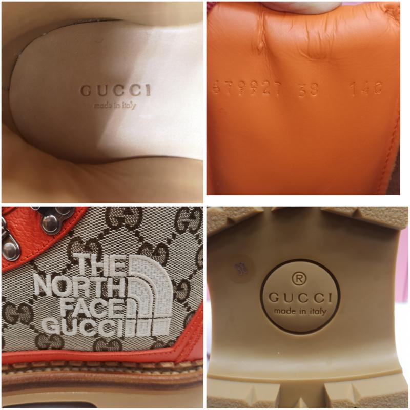 グッチ GUCCI ブーツ 一般 THE NORTH FACE 679927 GGスプリーム トレッキング ブーツ ロゴ 38 24.0cm ベージュ / ベージュ / beige X 橙 / オレンジ / orange レディース USED 古着 中古 50150858