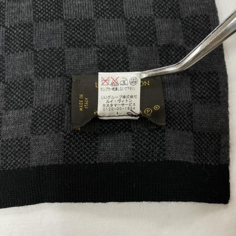 ルイヴィトン LOUIS VUITTON マフラー マフラー ダミエ グラフィット マフラー ウール イタリア製 LV ロゴ - ロゴ、文字 X チェック 黒 / ブラック / black X 灰 / グレー / gray メンズ USED 古着 中古 50151092