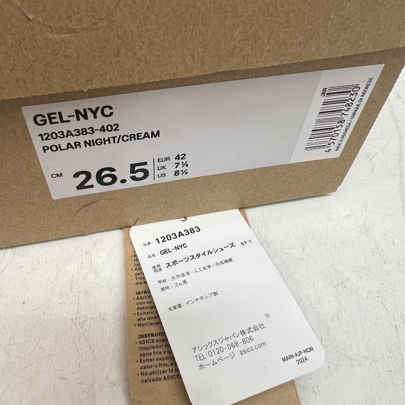 アシックス ASICS スニーカー スニーカー GEL-NYC ゲル-エヌワイシー Polar Night Cream 1203A383-402 26.5cm メンズ USED 古着 中古 50151167
