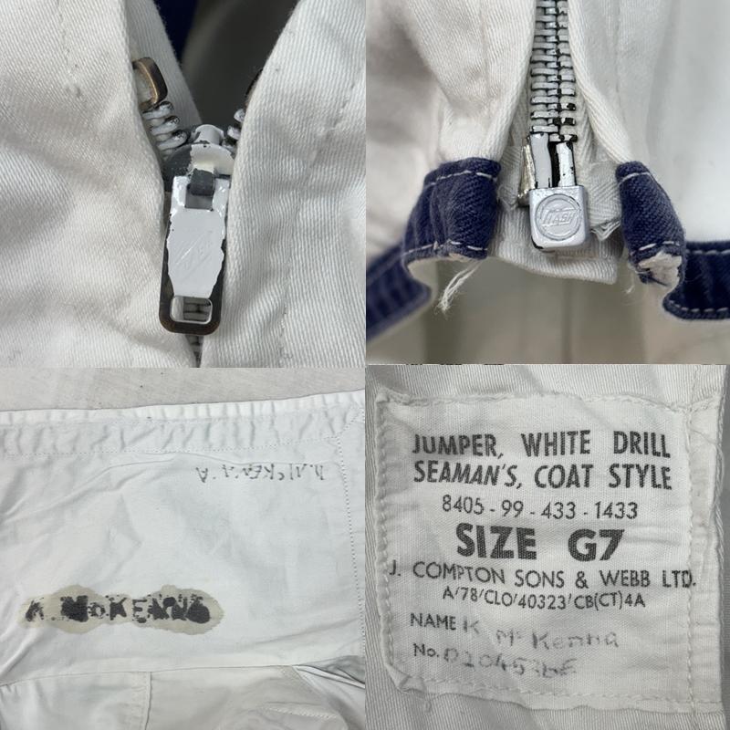 古着 USED ジャケット、上着 ジャンパー、ブルゾン J.COMPTON SONS&WEBB社 70-80年代 ビンテージ セーラーカラー シーマンズコート ジャケット - 白 / ホワイト / white X 紺 / ネイビー / navy メンズ USED 古着 中古 50151345