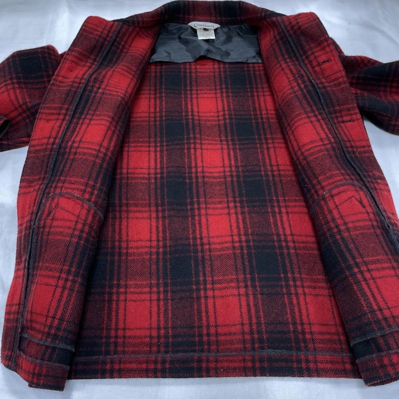 カーハート Carhartt ジャケット、上着 ジャケット、ブレザー チェック ウール ジャケット カバーオール L チェック 赤 / レッド / red X 黒 / ブラック / black メンズ USED 古着 中古 50151476