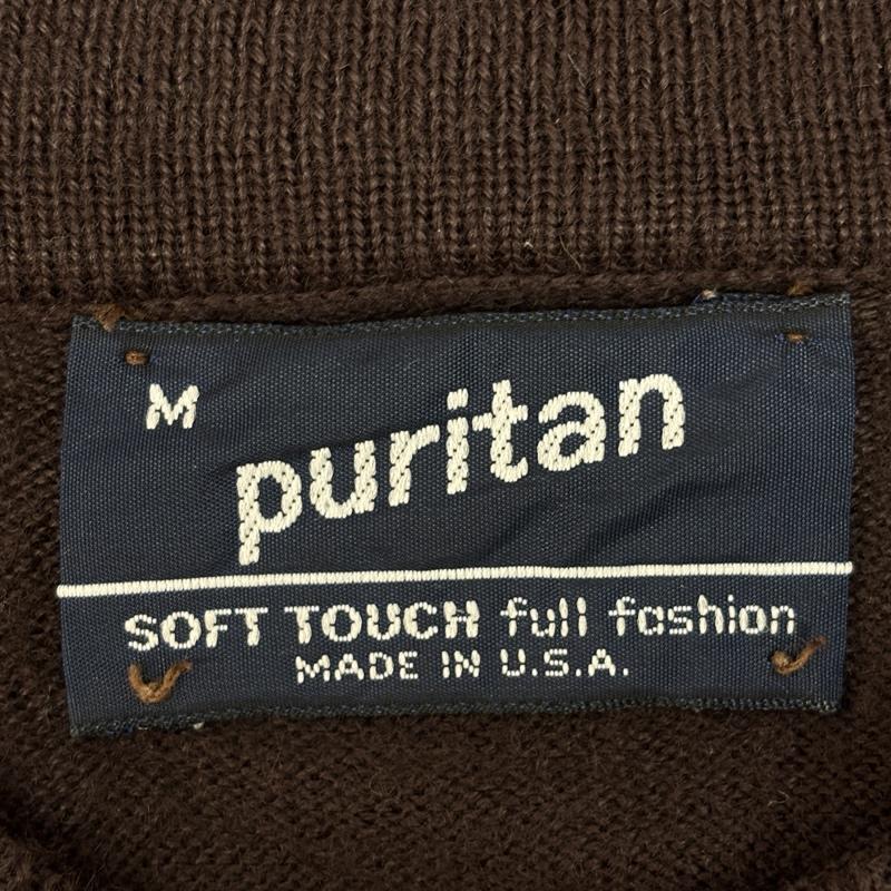 古着 USED ポロシャツ 長袖 puritan ピューリタン USA製 ボーダー柄 Vネック 長袖 ニット ポロシャツ M ボーダー柄 茶 / ブラウン / brown メンズ USED 古着 中古 50151538