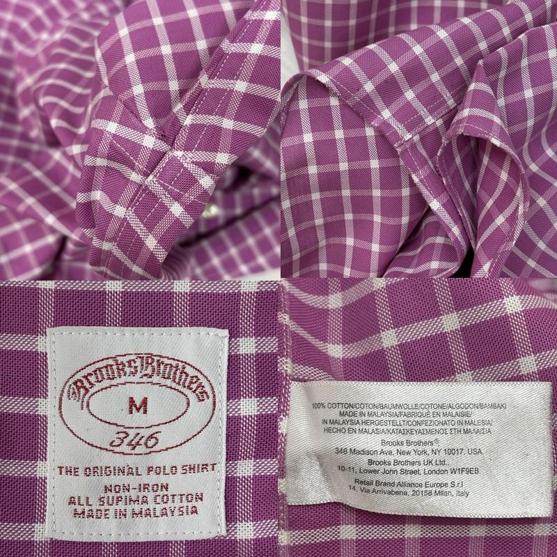ブルックス ブラザーズ BROOKS BROTHERS シャツ、ブラウス 長袖 マレーシア製 チェック柄 ビッグサイズ ボタンダウン シャツ M チェック メンズ USED 古着 中古 50151547