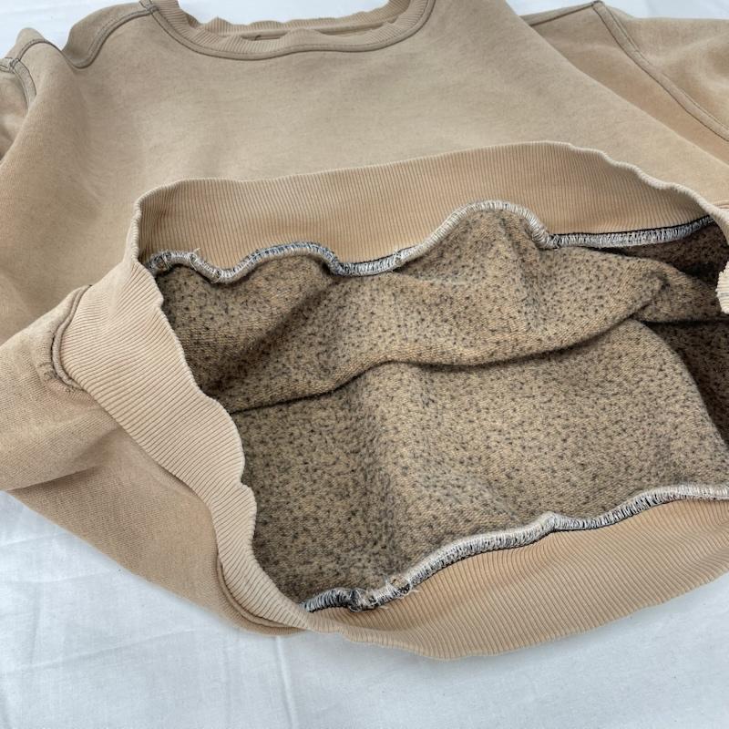 ラッセル RUSSELL トレーナー 長袖 PLUMA プルマ クルーネック スウェット トレーナー ステッチ ラグラン L 無地 ベージュ / ベージュ / beige X 黒 / ブラック / black メンズ USED 古着 中古 50151693