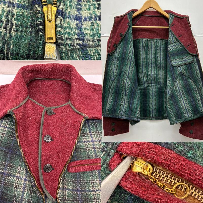 ヴィンテージ VINTAGE ジャケット、上着 ジャンパー、ブルゾン 40s ウール チェック スポーツジャケット 棒型 コの字留めタロン - チェック メンズ USED 古着 中古 50152080