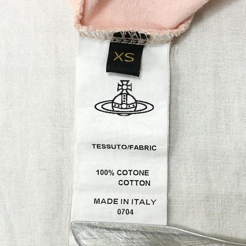ヴィヴィアンウエストウッド Vivienne Westwood Tシャツ 半袖 Anglomania アングロマニア カットソー イタリア製 コットン XSサイズ XS ロゴ、文字 桃 / ピンク / pink X 白 / ホワイト / white レディース USED 古着 中古 50152252