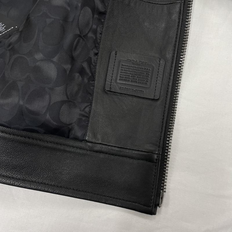 コーチ COACH ジャケット、上着 ジャンパー、ブルゾン レザー レーサー ジャケット ライダース 革ジャン シングル ワンポイント ロゴ ラム 羊革 S 無地 X ワンポイント X ロゴ、文字 黒 / ブラック / black メンズ USED 古着 中古 50152268
