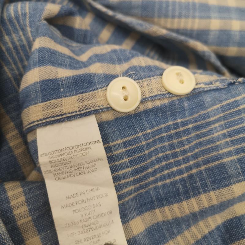 ダブルアールエル ラルフローレン RRL RALPH LAUREN トップス トップス 白タグ コットン ヘンプ マドラスチェック シャツ S 白 / ホワイト / white X 水色 / ライトブルー / メンズ USED 古着 中古 50152635