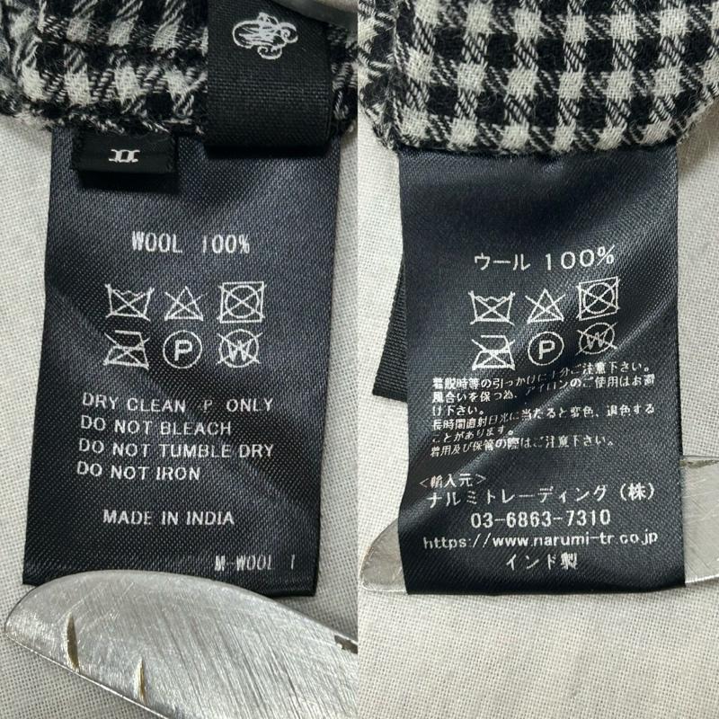メゾンドソイル maison de soil ワンピース ロングスカート スモックワンピース バックボタンワンピース ノーカラー チェック ウール ブラック サイズ2 2 チェック 白 / ホワイト / white X 黒 / ブラック / black レディース USED 古着 中古 50152658
