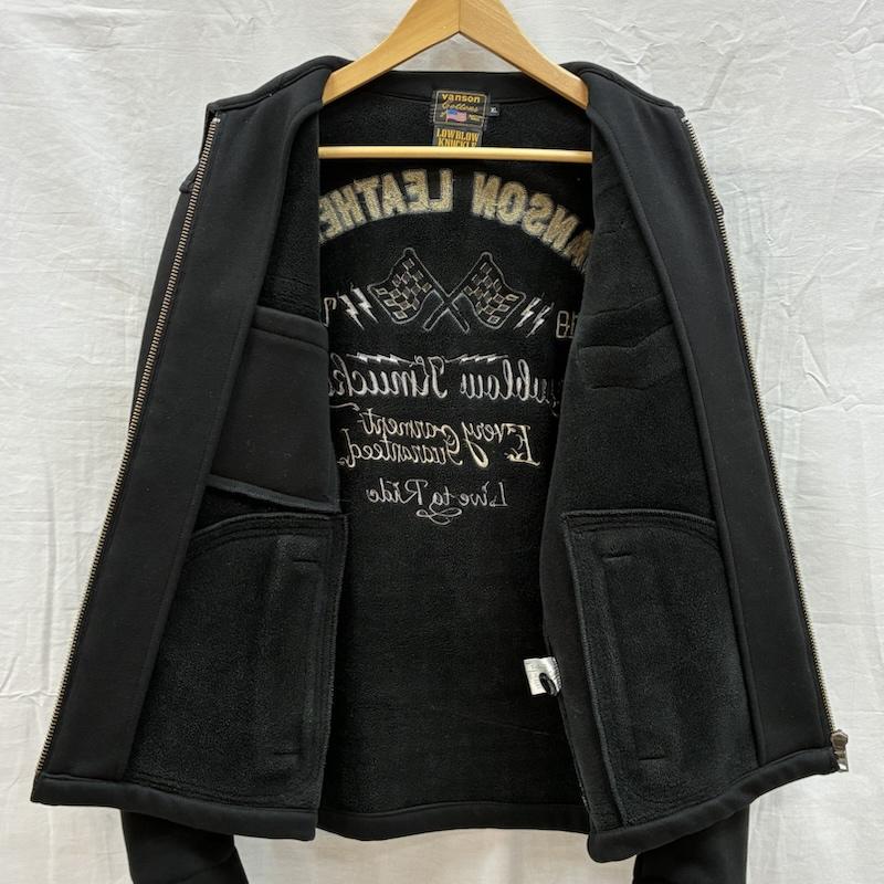 ヴァンソン VANSON ジャケット、上着 ライダース LOWBLOW KNUCKLE コラボ シングル コットン ライダース 裏起毛 ジャケット XL ロゴ、文字 X 刺繍 黒 / ブラック / black メンズ USED 古着 中古 50152726