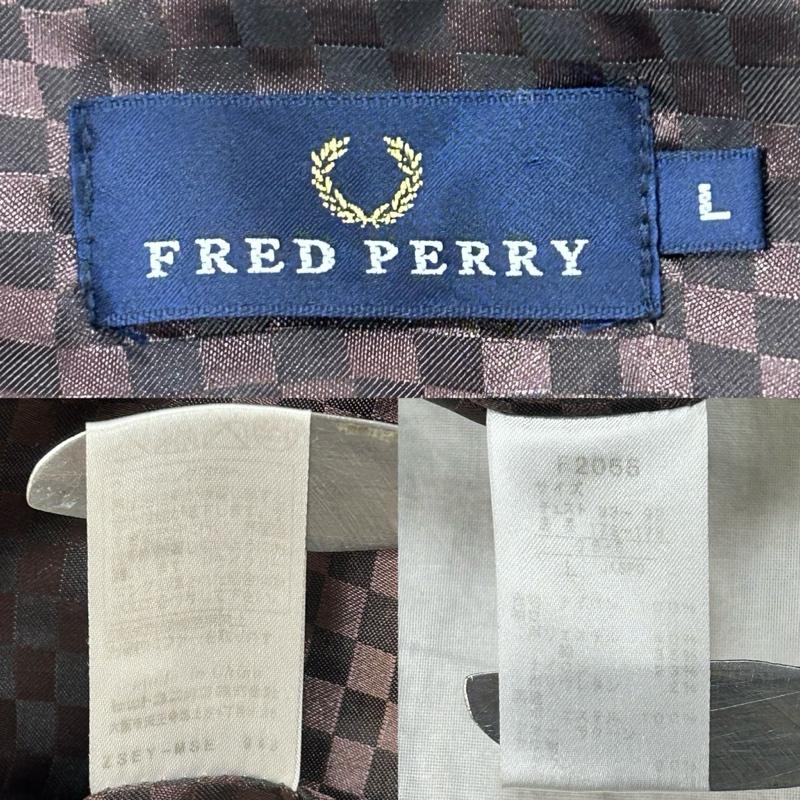 フレッドペリー FRED PERRY ジャケット、上着 ダウンジャケット フード付き ファー付き ブラウン ロゴ刺繍 Lサイズ L 無地 X ロゴ、文字 茶 / ブラウン / brown レディース USED 古着 中古 50152803