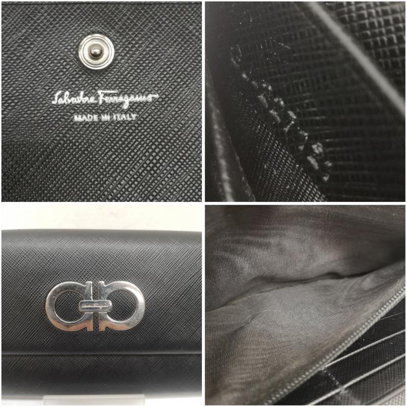 サルヴァトーレフェラガモ Salvatore Ferragamo ファッション小物 ファッション小物 ガンチーニ 二つ折り 長財布 ロングウォレット - 黒 / ブラック / black メンズ USED 古着 中古 50152921